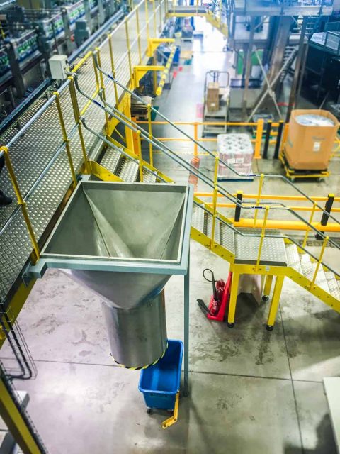 Safe access platforms and steps in a factory.